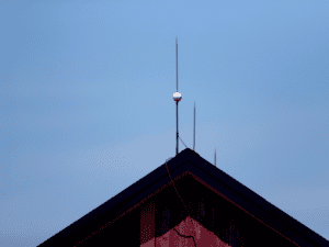 Lightning rod on top of house